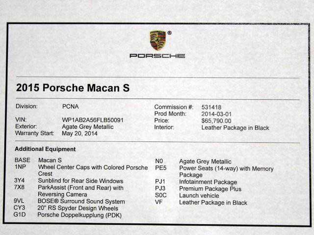 Porsche Macan 2015 $37944.00 incacar.com