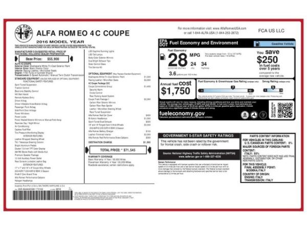 Alfa Romeo 4C 2016 $59995.00 incacar.com